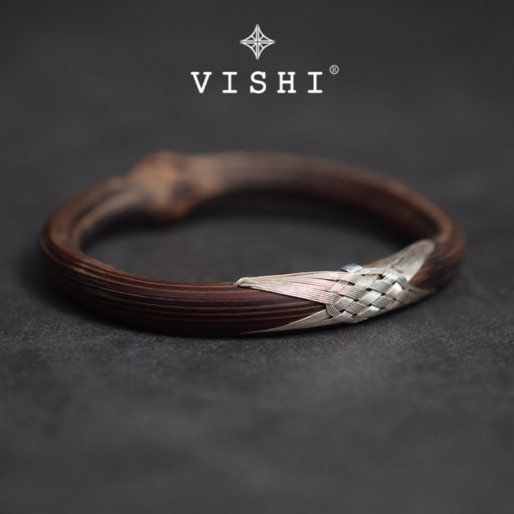 VISHI handmade natural wild herbal vine bracelet pure silver wire