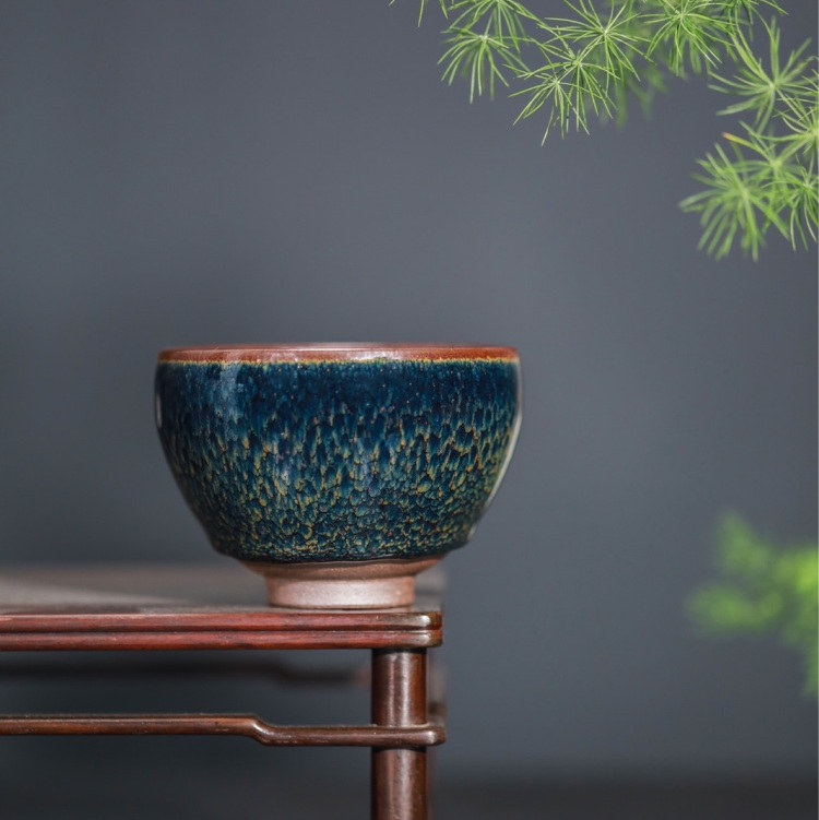 Jian Kiln Jianzhan “Blue Feather” Partridge Oil Drop Jianzhan Master Cup